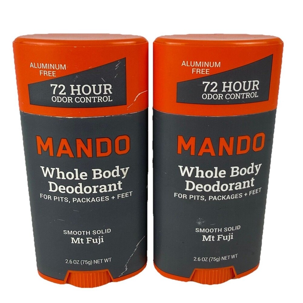 Lot Of 2 Mando Whole Body Deodorant Mt Fuji 2.6 OZ Smooth Solid 72 Hour Control